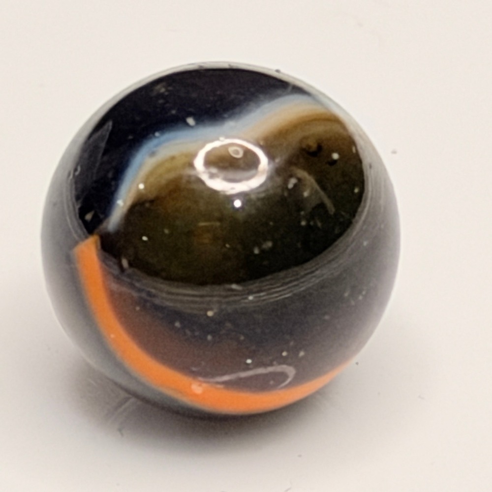 Vintage Vitro Agate Black Base Orange Ribbon Patch Marble 5/8"
